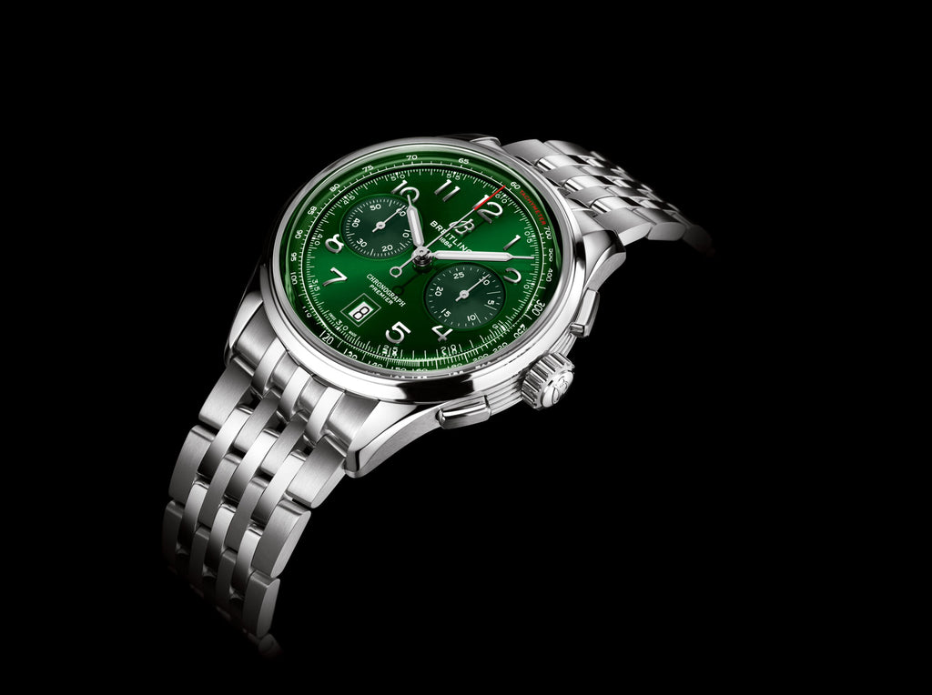 Breitling Premier B01 Chronograph 42 Green Dial Silver Steel Strap Watch for Men - AB0145371L1A1 Buy Now By Breitling
