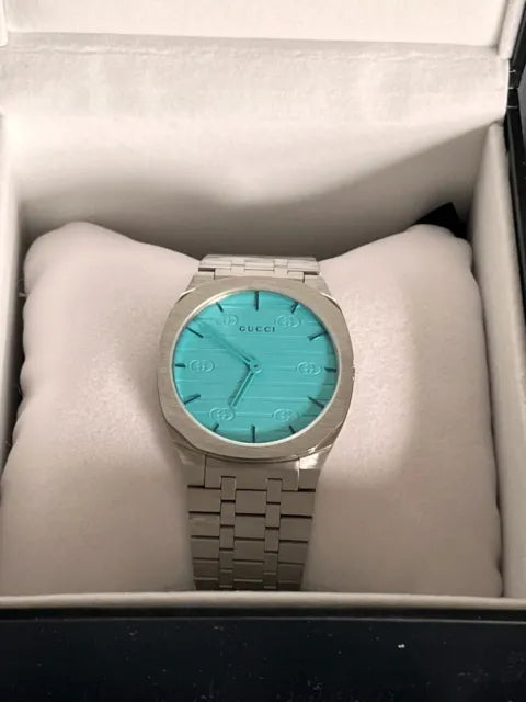Gucci 25H Quartz Turquoise Dial Silver Steel Strap Watch For Women - YA163409 Buy Now By Gucci