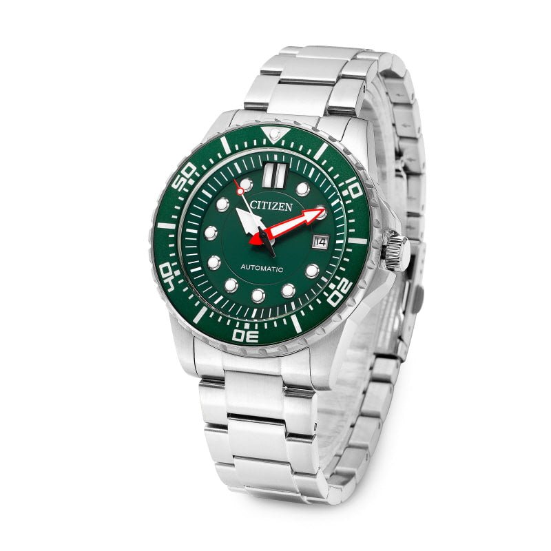 Citizen Promaster Mechanical Green Dial Silver Steel Strap Watch For Men - NJ0129-87X Buy Now By Citizen