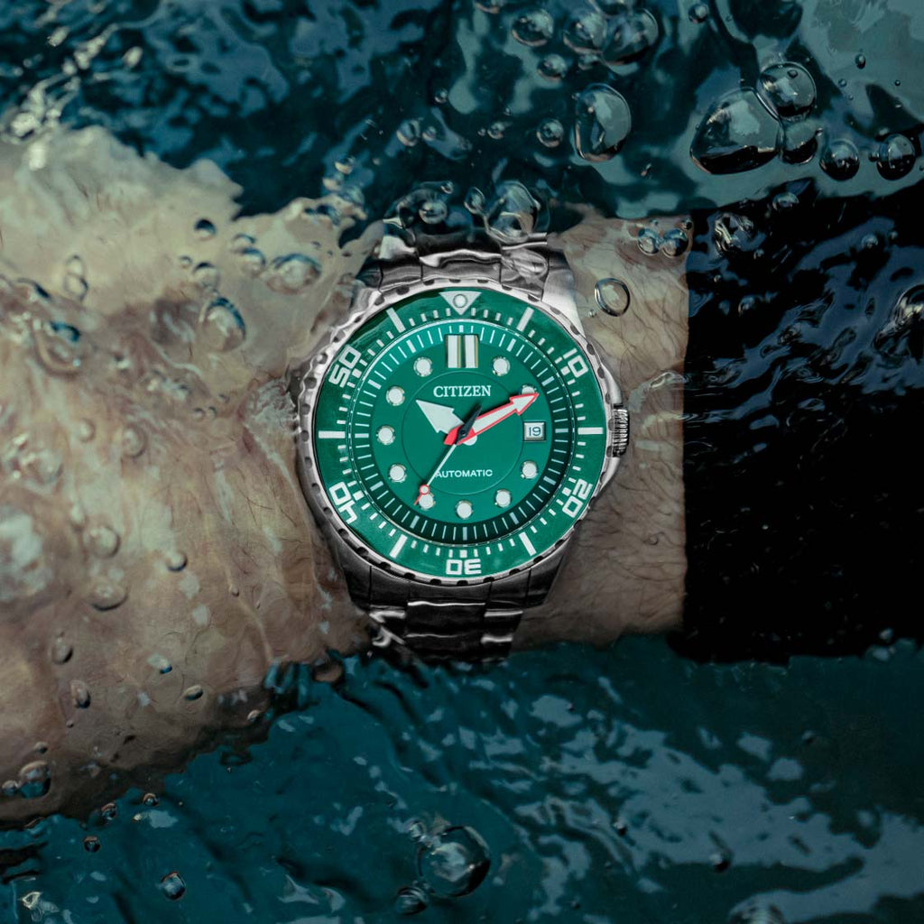 Citizen Promaster Mechanical Green Dial Silver Steel Strap Watch For Men - NJ0129-87X Buy Now By Citizen