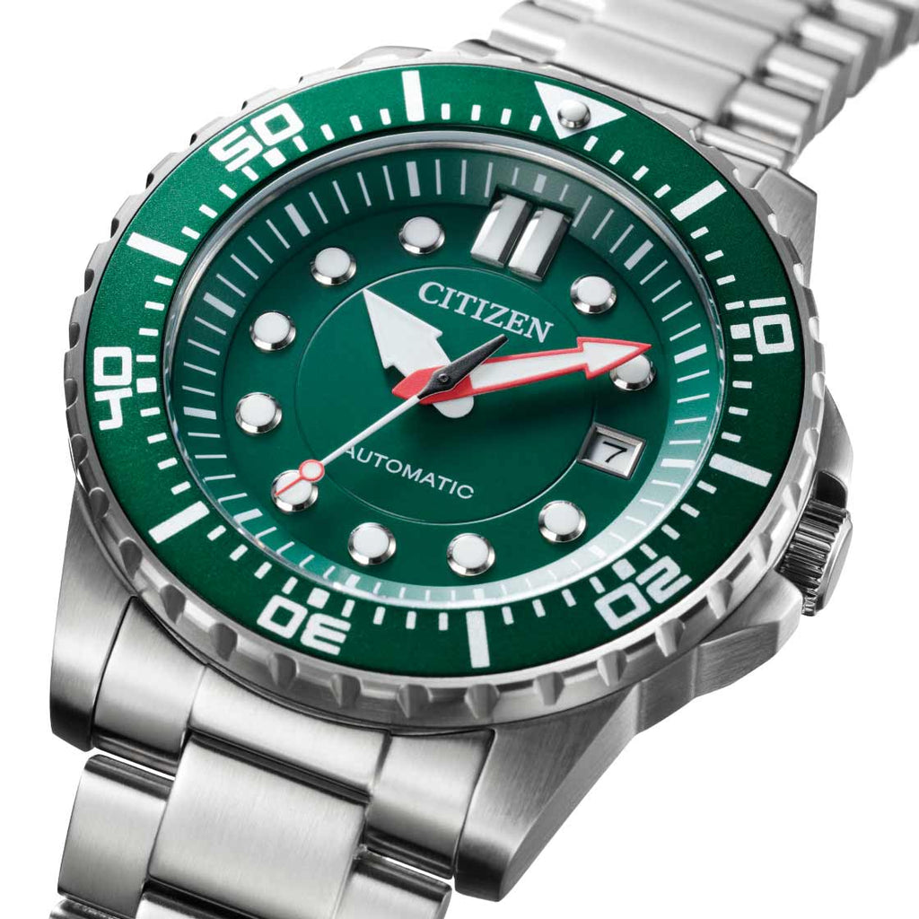 Citizen Promaster Mechanical Green Dial Silver Steel Strap Watch For Men - NJ0129-87X Buy Now By Citizen