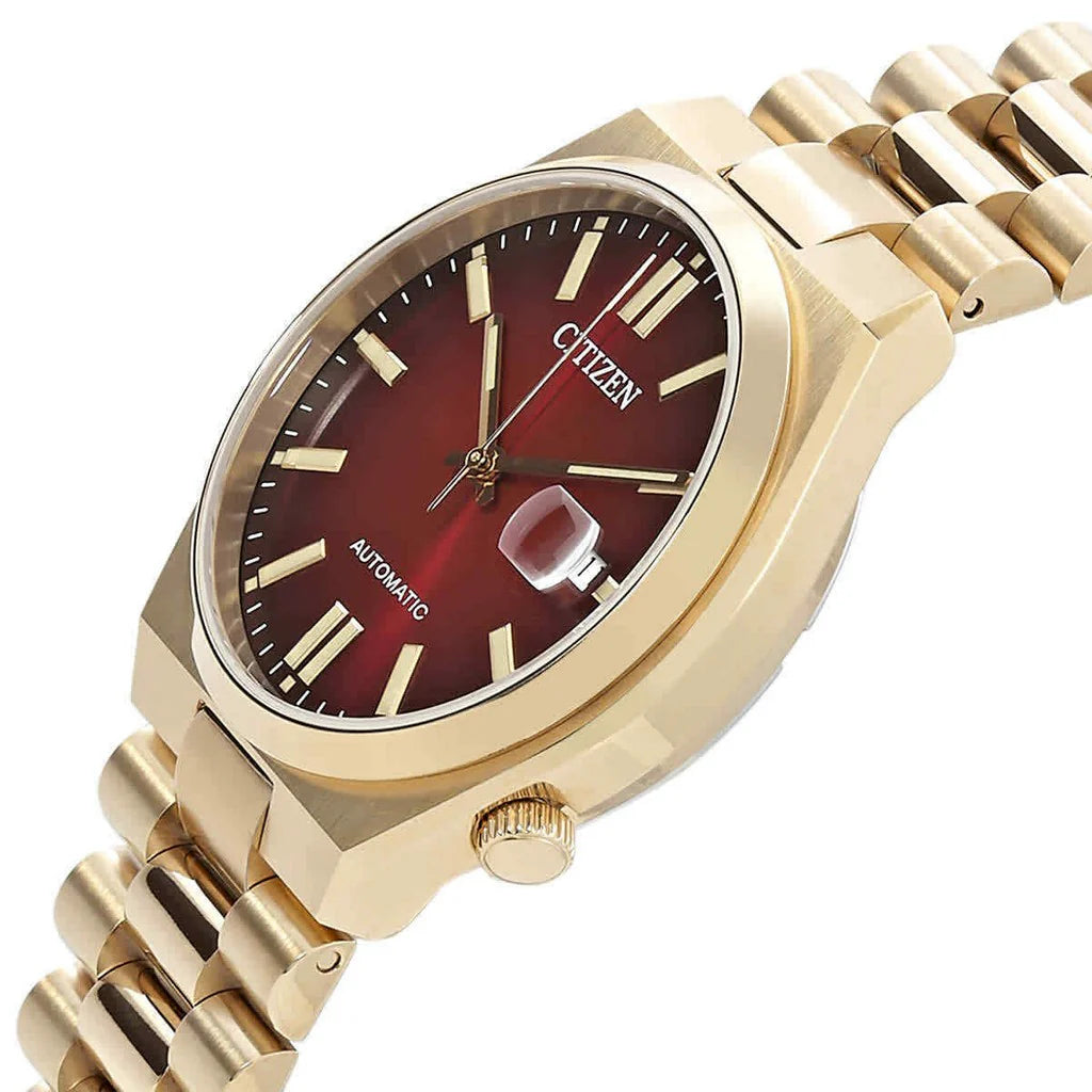 Citizen Tsuyosa Automatic Red Dial Gold Steel Strap Watch For Men - NJ0153-82X Buy Now By Citizen