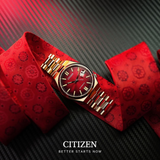 Citizen Tsuyosa Automatic Red Dial Gold Steel Strap Watch For Men - NJ0153-82X Buy Now By Citizen
