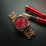 Citizen Tsuyosa Automatic Red Dial Gold Steel Strap Watch For Men - NJ0153-82X Buy Now By Citizen