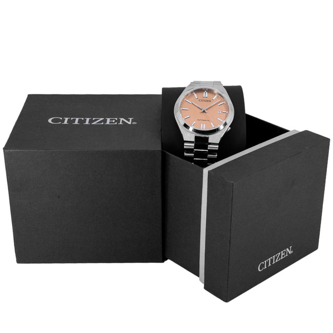 Citizen Tsuyosa Automatic Salmon Orange Dial Silver Steel Strap Watch For Men - NJ0159-86Z Buy Now By Citizen