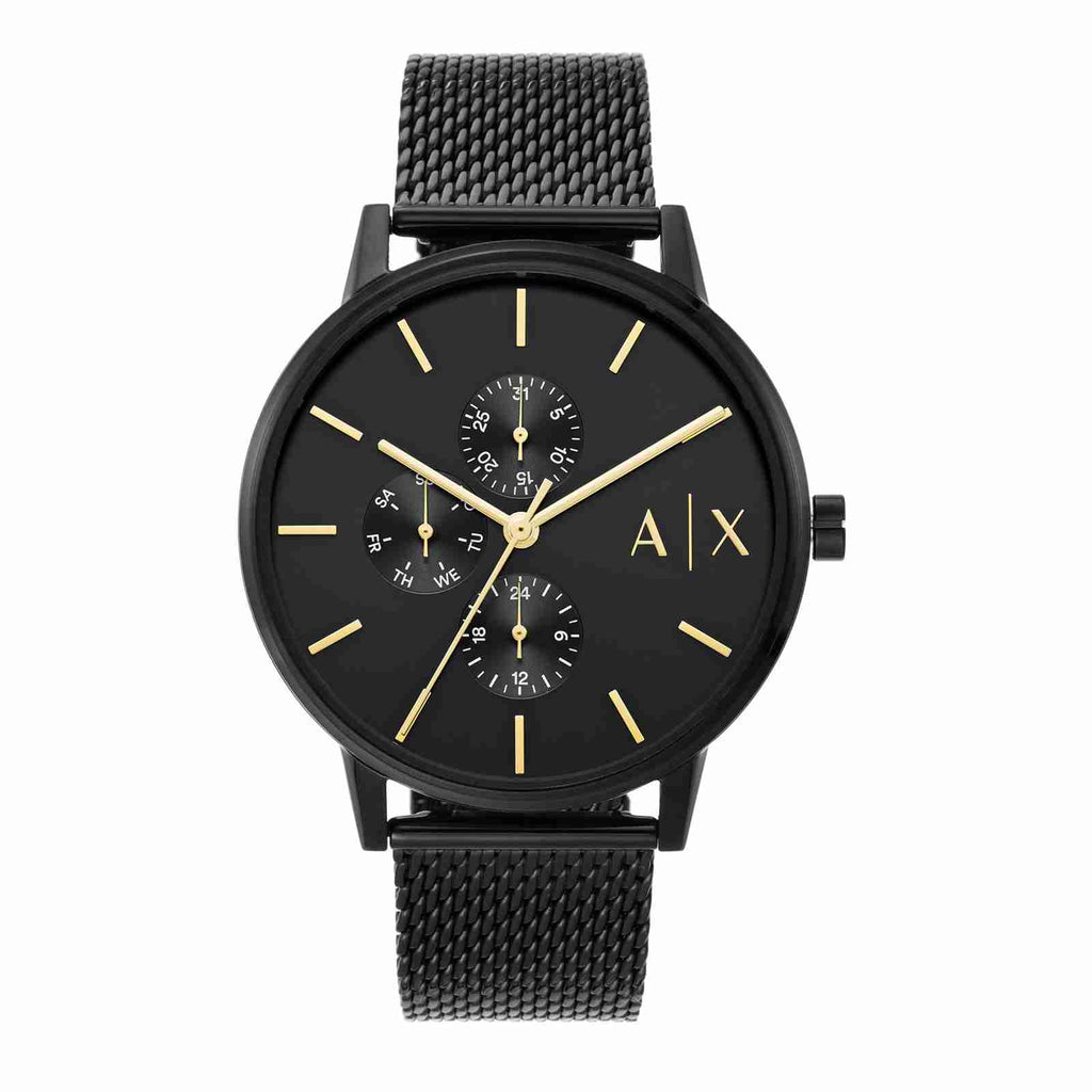 Armani Exchange Cayde Chronograph Black Dial Black Mesh Strap Watch For Men - AX2716 Buy Now By Armani Exchange