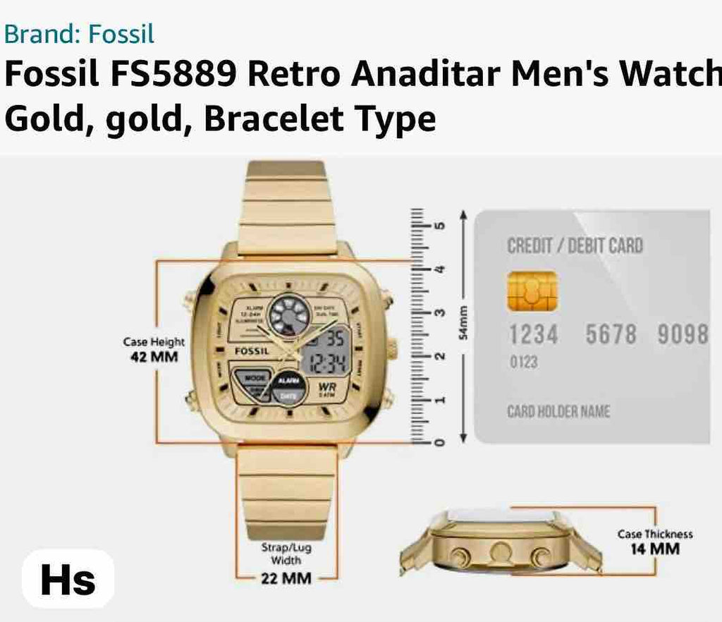Fossil Retro Analog-Digital Gold Dial Gold Steel Strap Watch for Men - FS5889 Buy Now By Fossil