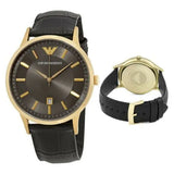 Emporio Armani Renato Quartz Grey Dial Black Leather Strap Watch For Men - AR11049 Buy Now By Emporio Armani