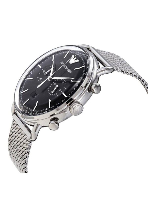 Emporio Armani Chronograph Black Dial Silver Mesh Bracelet Watch For Men - AR11104 Buy Now By Emporio Armani
