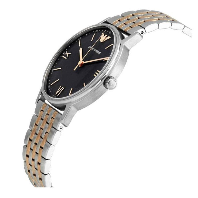 Emporio Armani Kappa Quartz Black Dial Two Tone Mesh Bracelet Watch For Men - AR11228 Buy Now By Emporio Armani