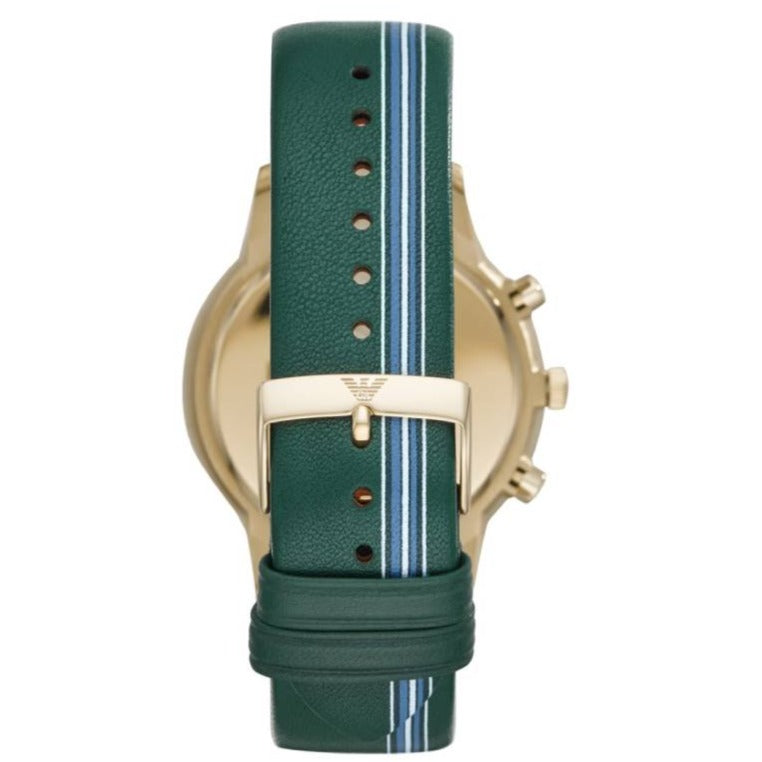 Emporio Armani Renato Chronograph Silver Dial Green Leather Strap Watch For Men - AR11233 Buy Now By Emporio Armani