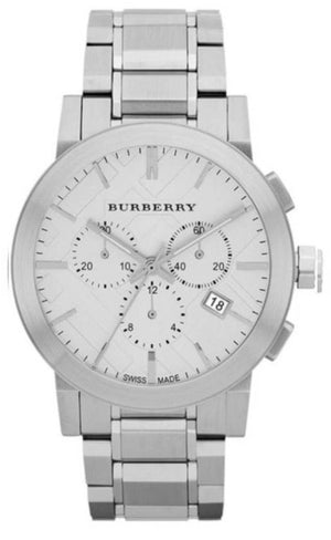 Burberry The City Chronograph Silver Dial Silver Steel Strap Watch for Men - BU9350 Buy Now By Burberry