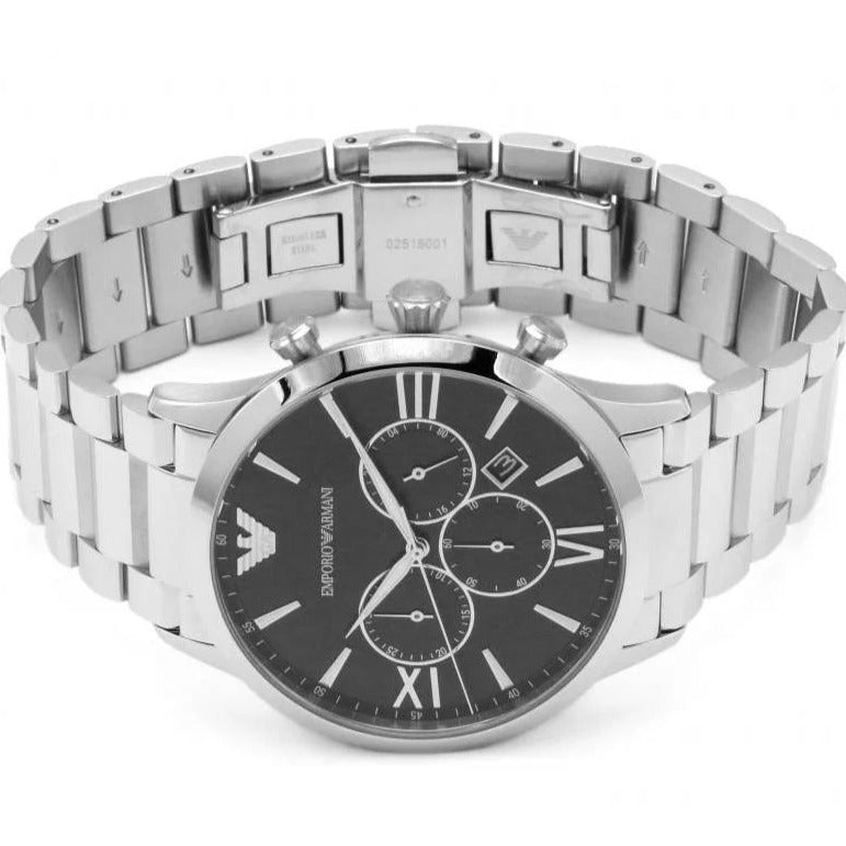 Emporio Armani Giovanni Chronograph Black Dial Silver Steel Strap Watch For Men - AR11208 Buy Now By Emporio Armani