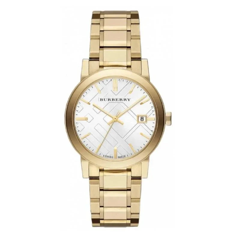 Burberry The City Silver Dial Gold Steel Strap Unisex Watch - BU9003 Buy Now By Burberry