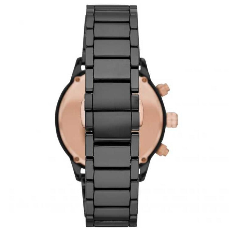 Emporio Armani Mario Ceramic Chronograph Black Dial Black Steel Strap Watch For Men - AR70002 Buy Now By Emporio Armani