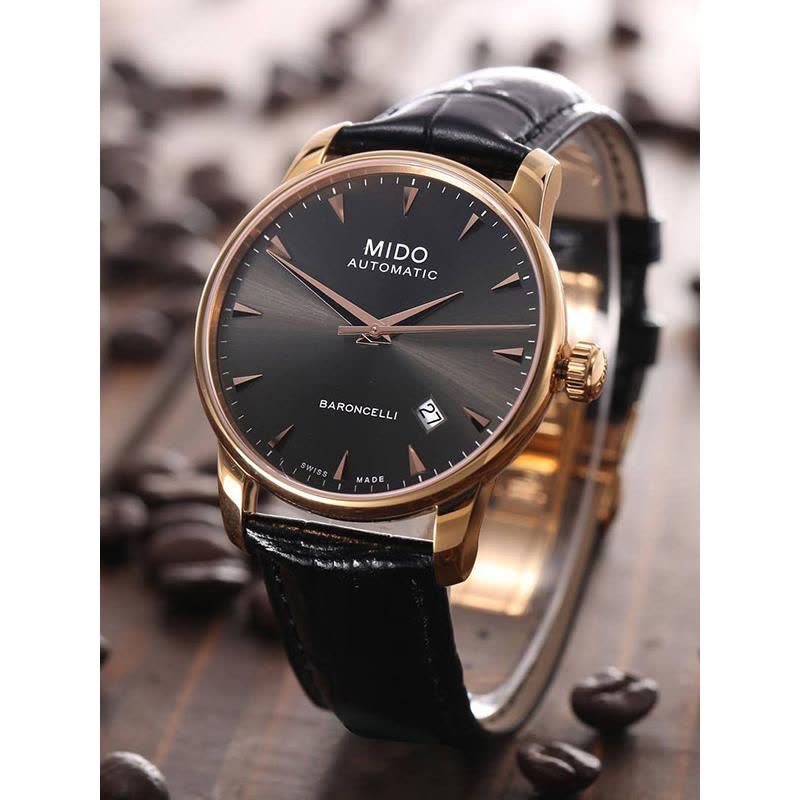 Mido Baroncelli III Automatic Grey Dial Black Leather Strap Watch For Men - M8600.3.13.4 Buy Now By Mido