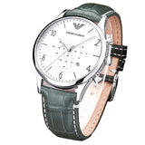 Emporio Armani Classic Chronograph Silver Dial Grey Leather Strap Watch For Men - AR1861 Buy Now By Emporio Armani