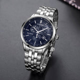 Citizen Eco Drive Chronograph Blue Dial Silver Steel Strap Watch For Men - AT2140-55L Buy Now By Citizen