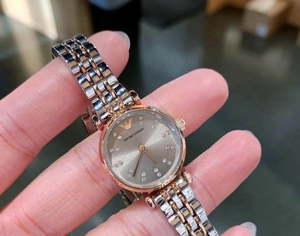 Emporio Armani Gianni T Bar Grey Dial Two Tone Steel Strap Watch For Women - AR1841 Buy Now By Emporio Armani