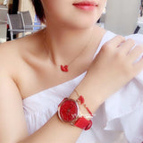 Swarovski Crystalline Hours Red Crystal Dial Red Leather Strap Watch for Women - 5295380 Buy Now By Swarovski