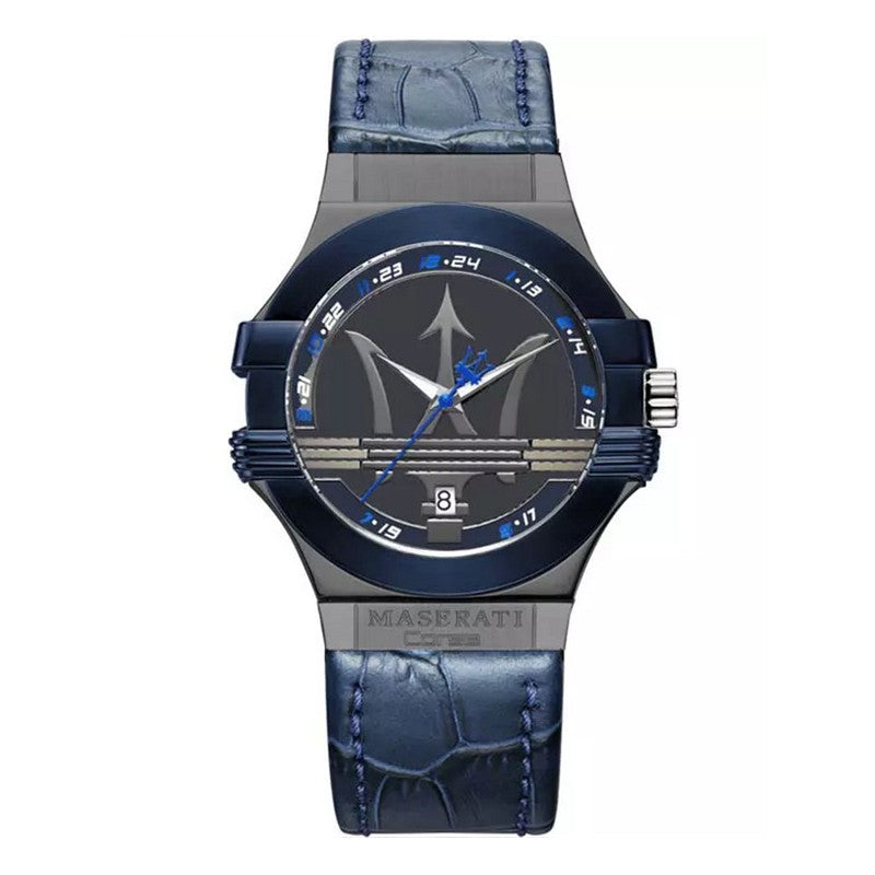 Maserati Potenza Black Dial 42mm Blue Leather Strap Watch For Men - R8851108007 Buy Now By Maserati