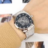 Gucci G Timeless Diamonds Black Dial Silver Steel Strap Watch For Women - YA1264125 Buy Now By Gucci