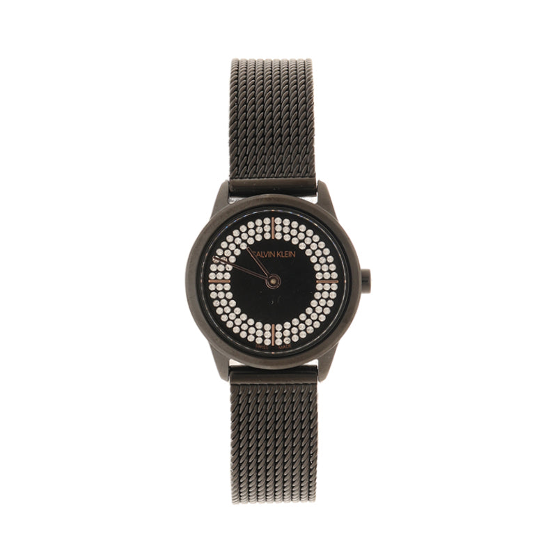 Calvin Klein Minimal Diamonds Black Dial Black Mesh Bracelet Watch for Women - K3M2342R Buy Now By Calvin Klein