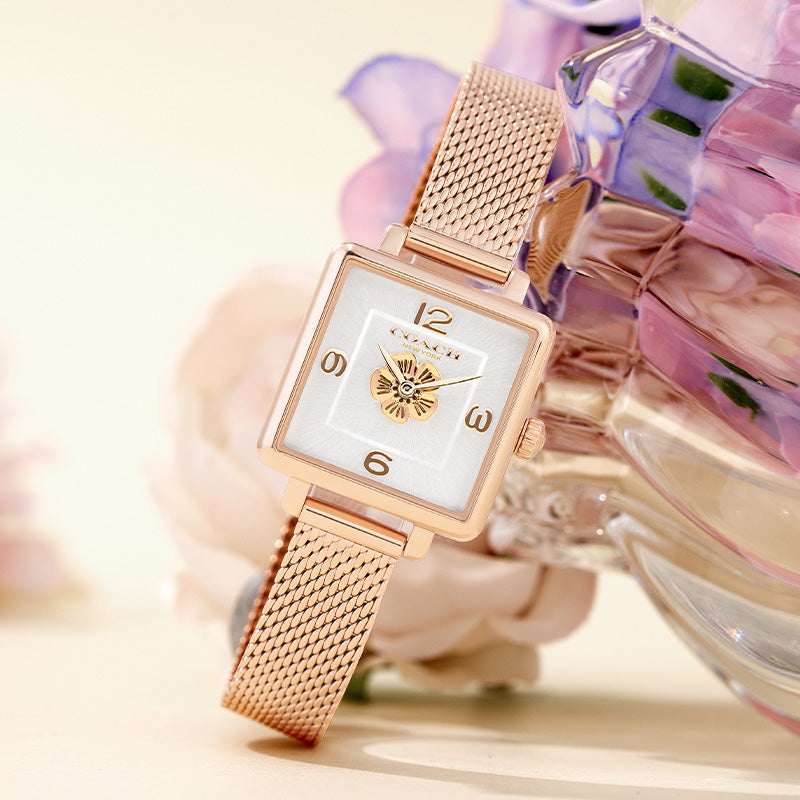 Coach Cass White Dial Rose Gold Mesh Bracelet Watch for Women - 14503698 Buy Now By Coach