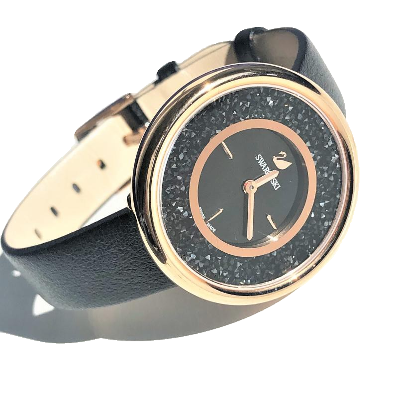Swarovski Crystalline Pure Black Dial Black Leather Strap Watch for Women - 5275043 Buy Now By Swarovski