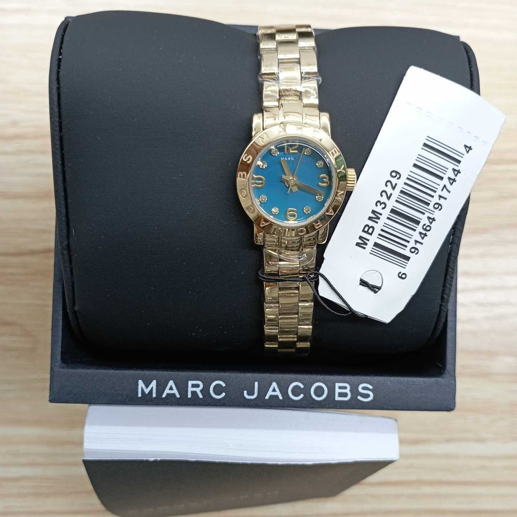 Marc Jacobs Amy Dinky Blue Dial Gold Steel Strap Watch for Women - MBM3229 Buy Now By Marc Jacobs