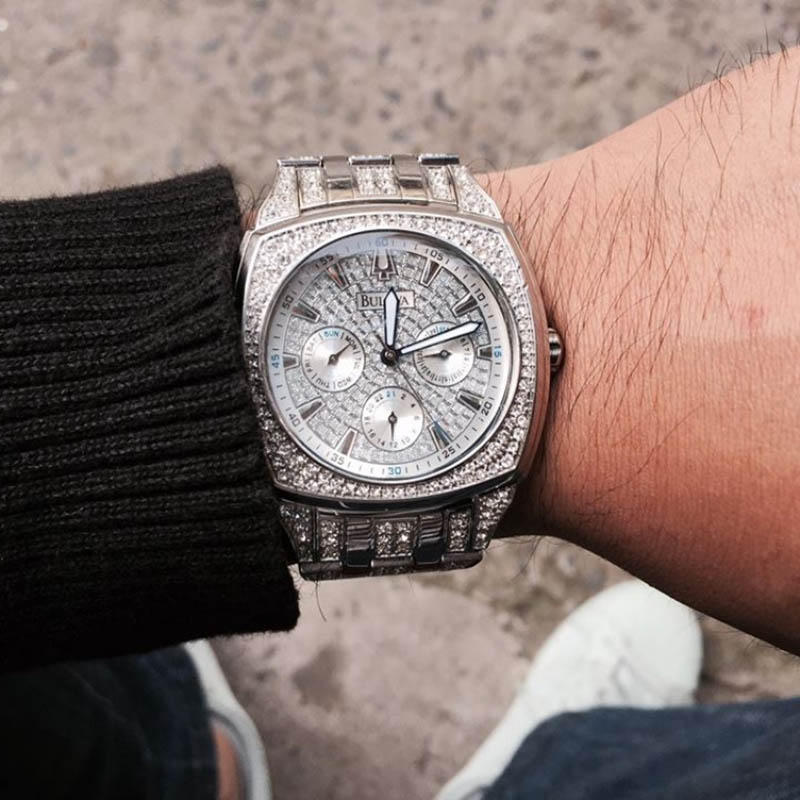 Bulova Crystal Collection Phantom Silver Dial Silver Steel Strap Watch for Men - 96C002 Buy Now By Bulova