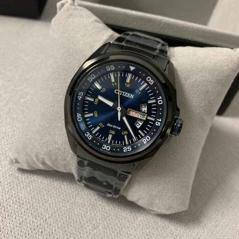 Citizen Eco Drive Blue Dial Black Steel Strap Watch For Men - AW0024-58LB Buy Now By Citizen