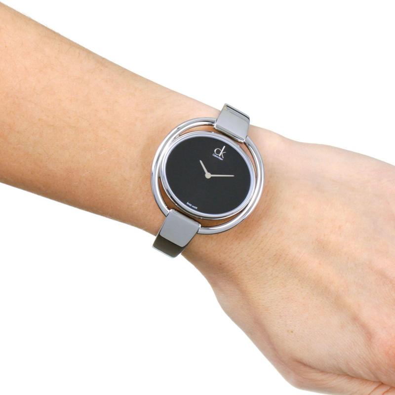 Calvin Klein Impetuous Black Dial Silver Steel Strap Watch for Women - K4F2N111 Buy Now By Calvin Klein