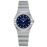 Omega Constellation Manhattan Quartz Diamonds Blue Dial Silver Steel Strap Watch for Women - 131.15.25.60.53.001 Buy Now By Omega