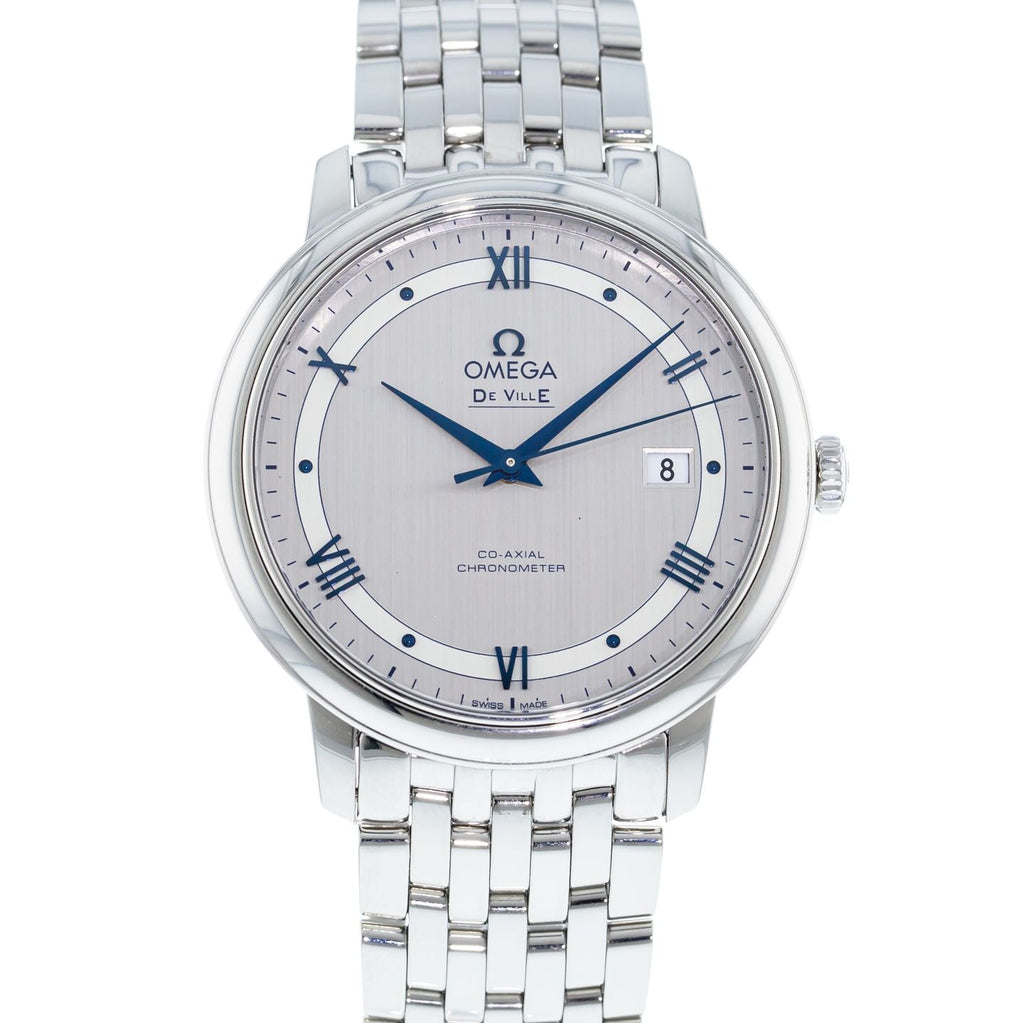 Omega De Ville Prestige Co-Axial Rhodium Silver Dial Silver Steel Strap Watch for Men - 424.10.40.20.02.001 Buy Now By Omega