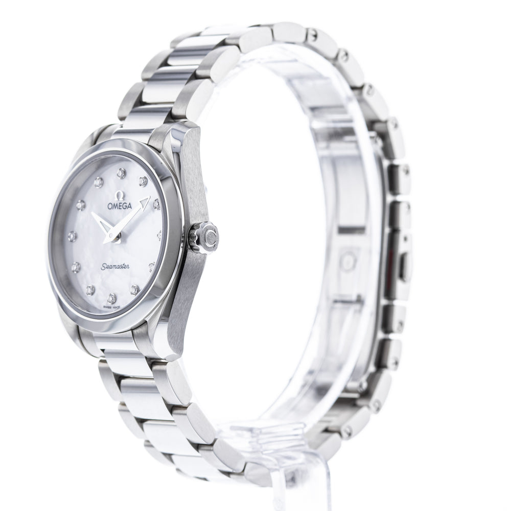 Omega Seamaster Aqua Terra Quartz Diamonds Mother of Pearl Dial Silver Steel Strap Watch for Women - 220.10.28.60.55.001 Buy Now By Omega