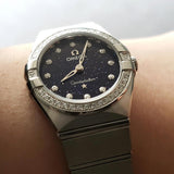 Omega Constellation Manhattan Quartz Diamonds Blue Dial Silver Steel Strap Watch for Women - 131.15.25.60.53.001 Buy Now By Omega