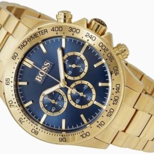 Hugo Boss Ikon Blue Dial Gold Steel Strap Watch for Men - 1513340 Buy Now By Hugo Boss