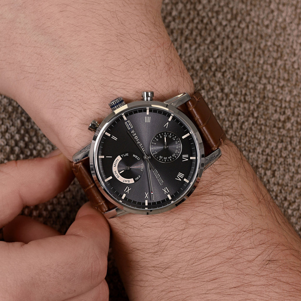 Tommy Hilfiger Kane Grey Dial Brown Leather Strap Watch for Men - 1710398 Buy Now By Tommy Hilfiger