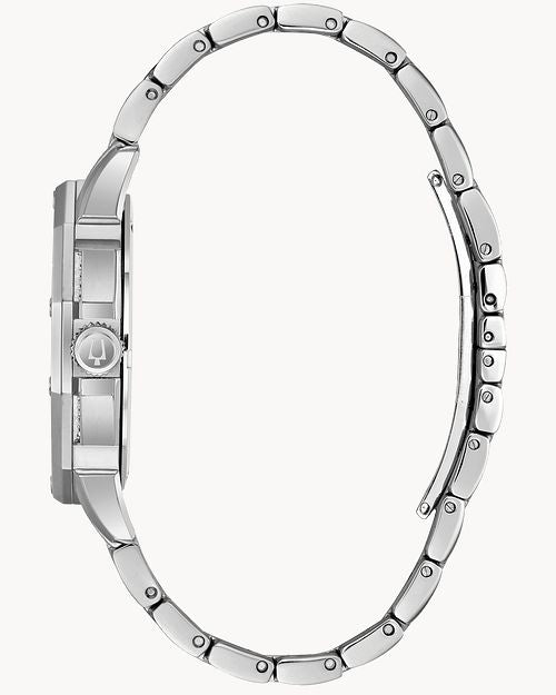 Bulova Crystal Collection Pave Silver Dial with Crystals Silver Steel Strap Watch for Men - 96C134 Buy Now By Bulova