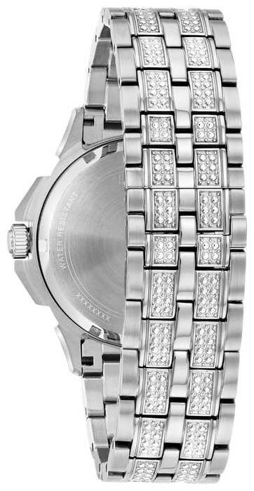 Bulova Crystal Collection Pave Silver Dial with Crystals Silver Steel Strap Watch for Men - 96C134 Buy Now By Bulova