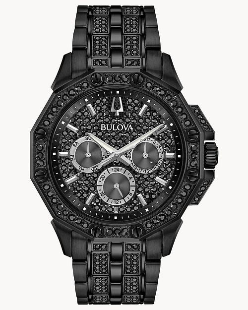 Bulova Octova Chronograph Black Crystal Dial Black Steel Strap Watch for Men - 98C134 Buy Now By Bulova
