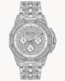 Bulova Crystal Collection Pave Silver Dial with Crystals Silver Steel Strap Watch for Men - 96C134 Buy Now By Bulova