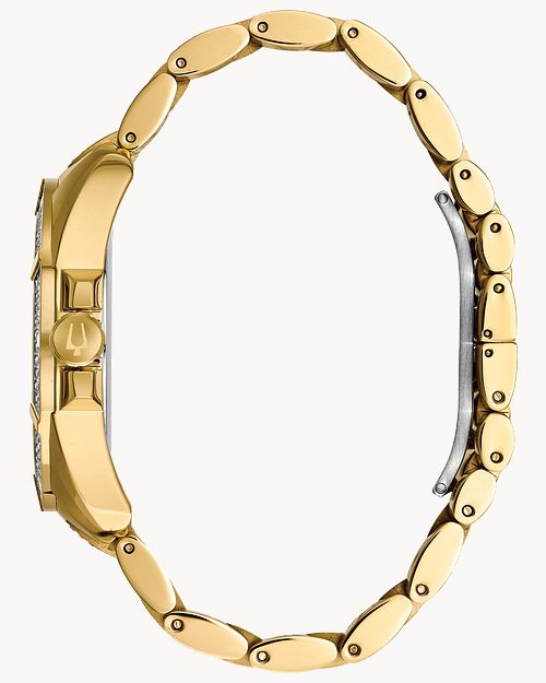 Bulova Crystal Collection Blue Dial Gold Steel Strap Watch for Men - 98C128 Buy Now By Bulova