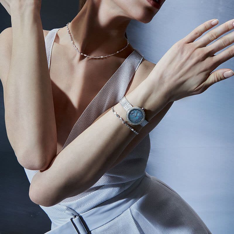 Emporio Armani Rosa Diamonds Mother of Pearl Blue Dial Silver Mesh Bracelet Watch For Women - AR11380 Buy Now By Emporio Armani