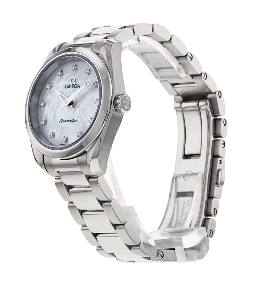 Omega Seamaster Aqua Terra Quartz Diamonds Mother of Pearl Dial Silver Steel Strap Watch for Women - 220.10.28.60.55.001 Buy Now By Omega