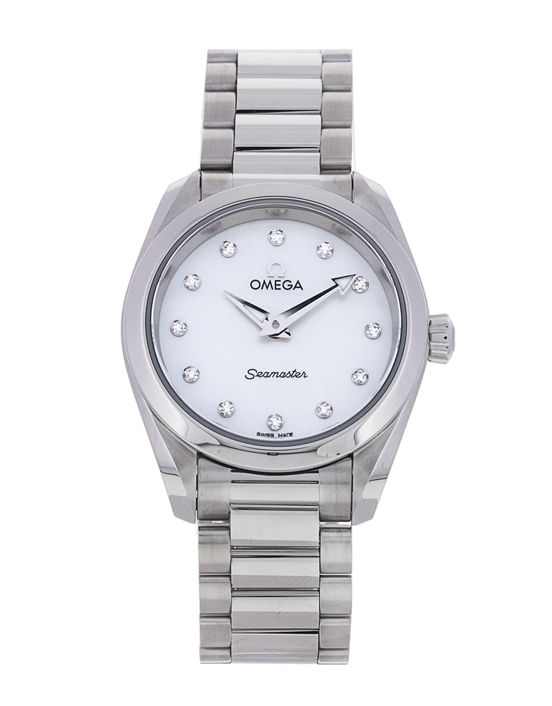 Omega Seamaster Aqua Terra Quartz Diamonds Mother of Pearl Dial Silver Steel Strap Watch for Women - 220.10.28.60.55.001 Buy Now By Omega