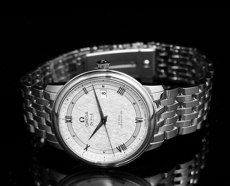 Omega De Ville Prestige Co Axial Automatic White Dial Silver Steel Strap Watch for Men - 424.10.40.20.02.005 Buy Now By Omega
