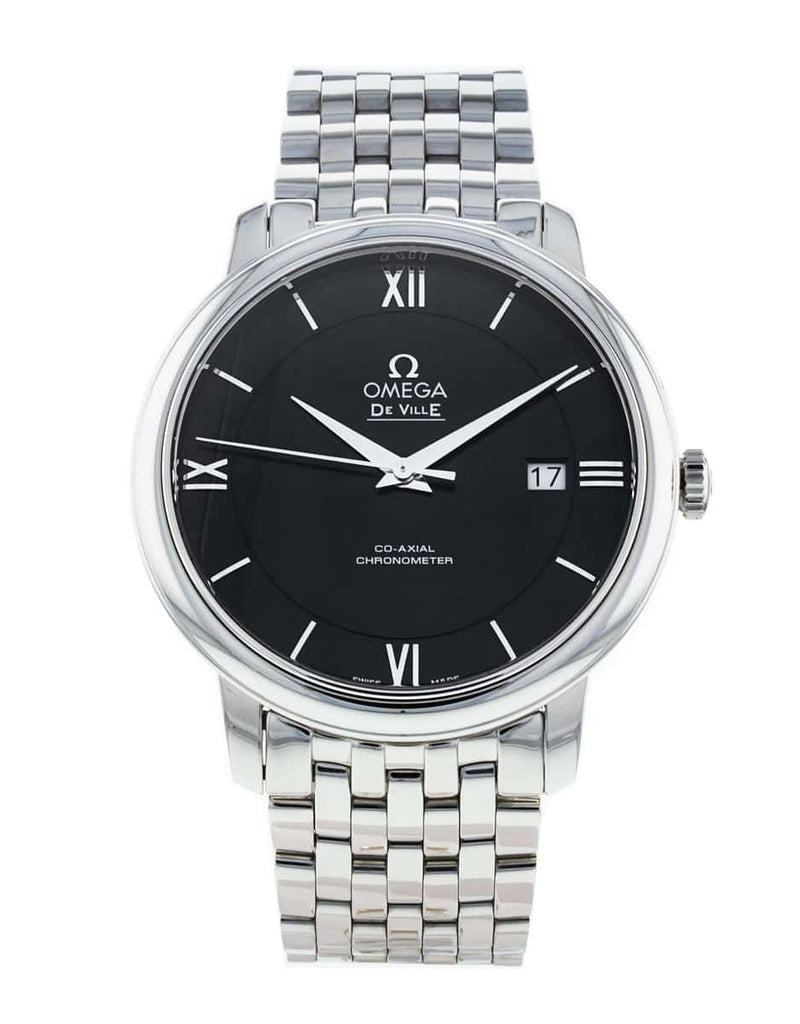 Omega De Ville Prestige Co-Axial Black Dial Silver Steel Strap Watch for Men - 424.10.40.20.01.001 Buy Now By Omega