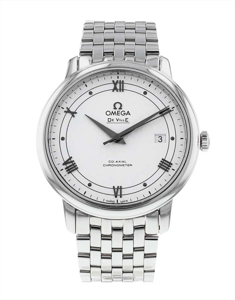 Omega De Ville Prestige Co Axial Automatic White Dial Silver Steel Strap Watch for Men - 424.10.40.20.02.005 Buy Now By Omega